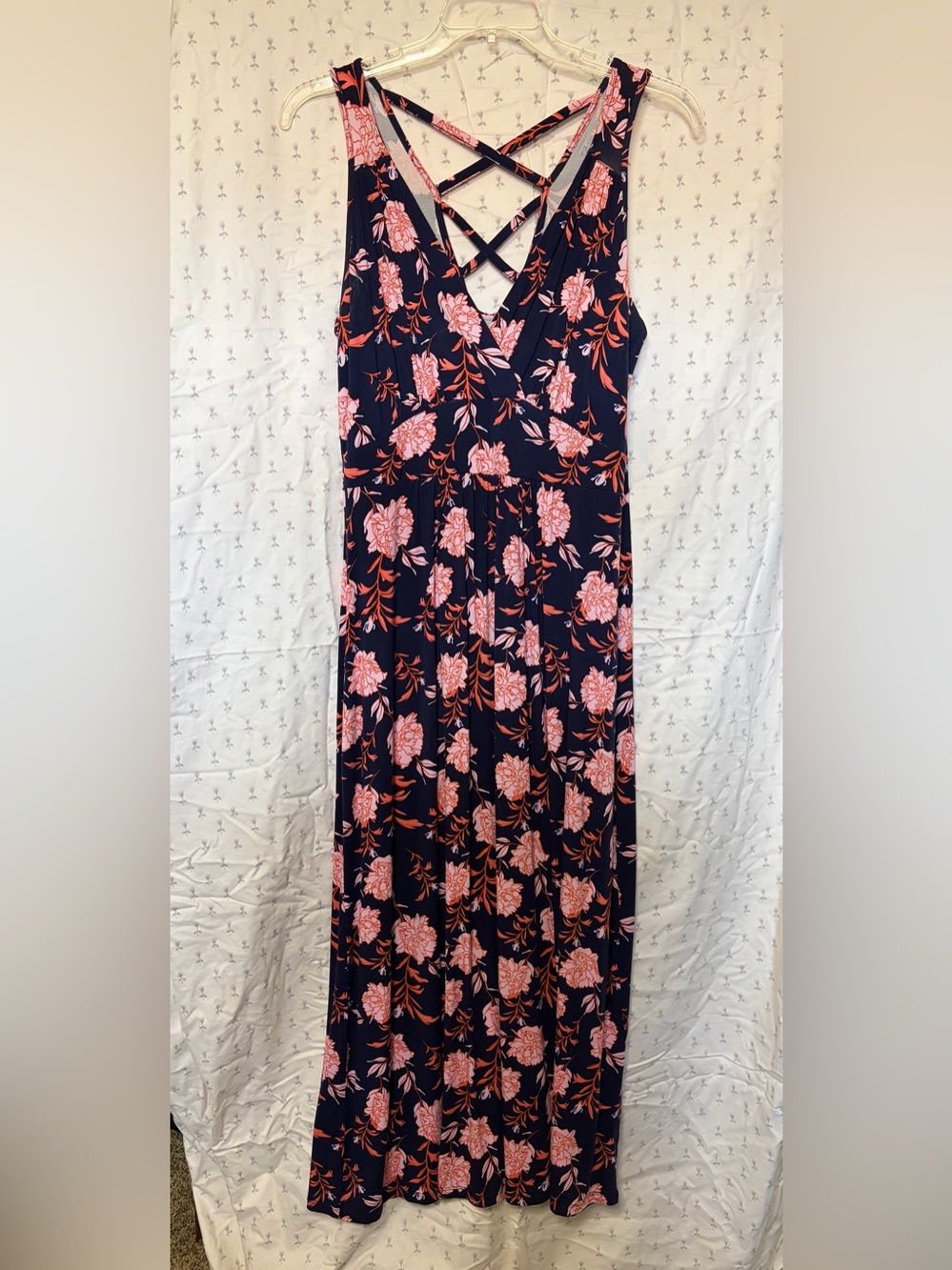 Market & Spruce Navy Maxi Dress with Pink Floral Print